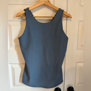 Set of 2: Sleeveless Scoop Neck Tank Tops with Built in Bra - Blue, Black NWOT